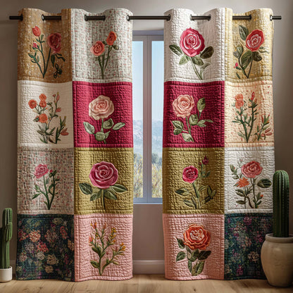 Rose Patchwork Quilted Curtains GFTOQM2857