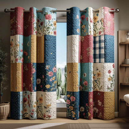 Wildflower Patchwork Quilted Curtains GFTOQM2858