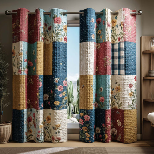 Wildflower Patchwork Quilted Curtains GFTOQM2858