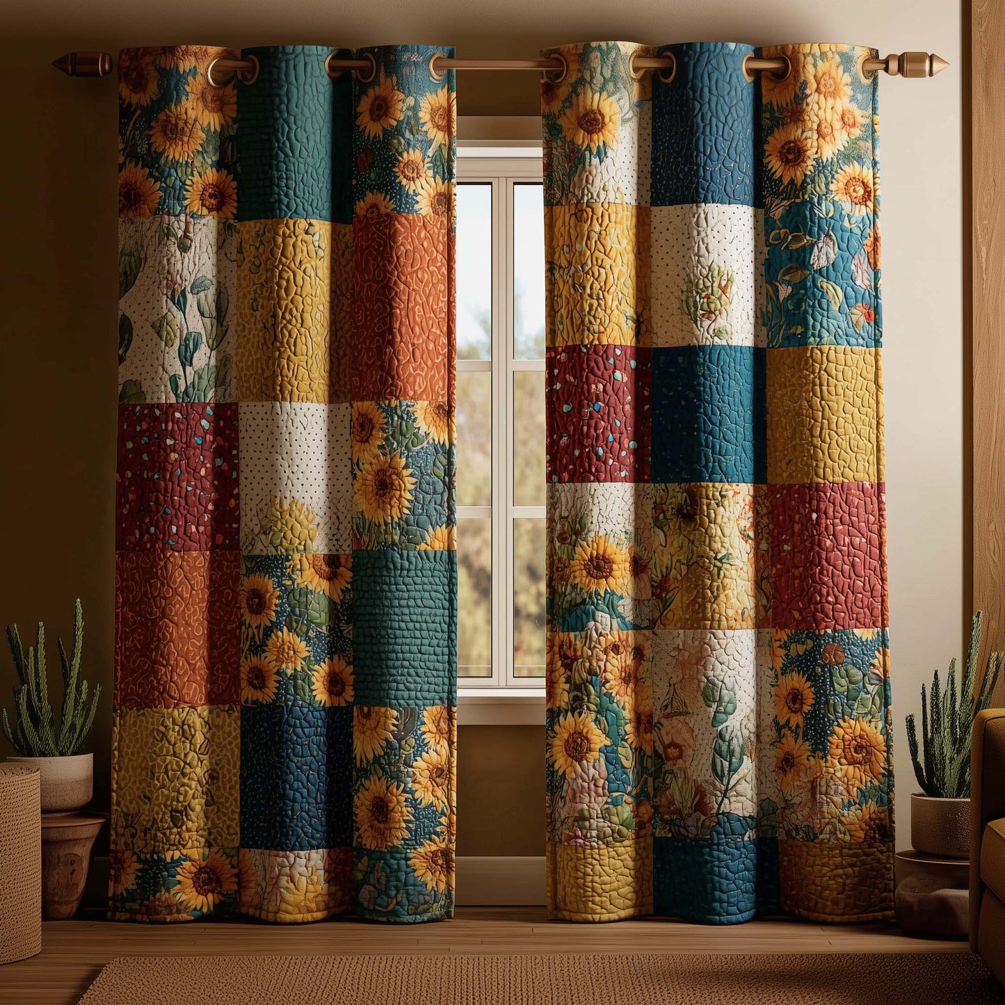 Sunlit Patchwork Quilted Curtains GFTOQM2859