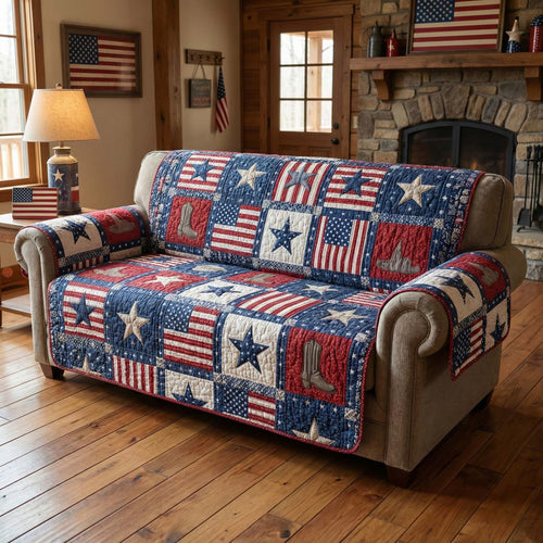Patriot Patchwork Quilted Sofa Cover GFTOQM2880