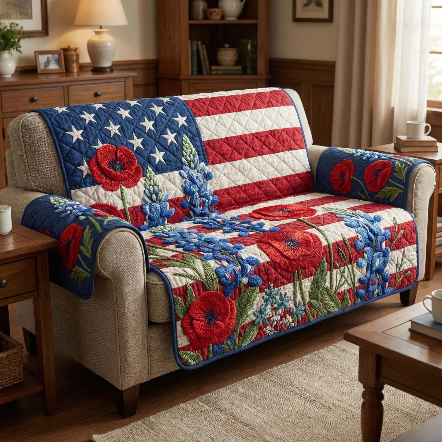 Floral Banner Quilted Sofa Cover GFTOQM2882
