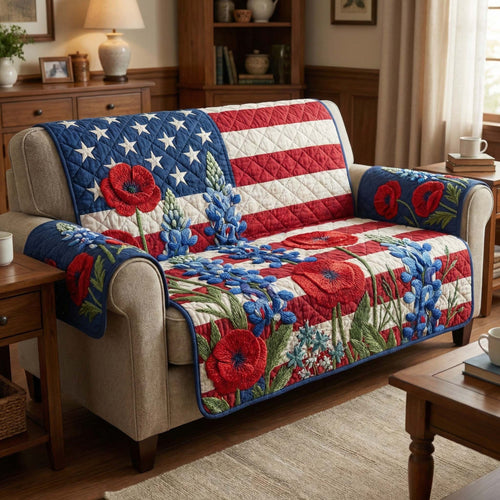 Floral Banner Quilted Sofa Cover GFTOQM2882