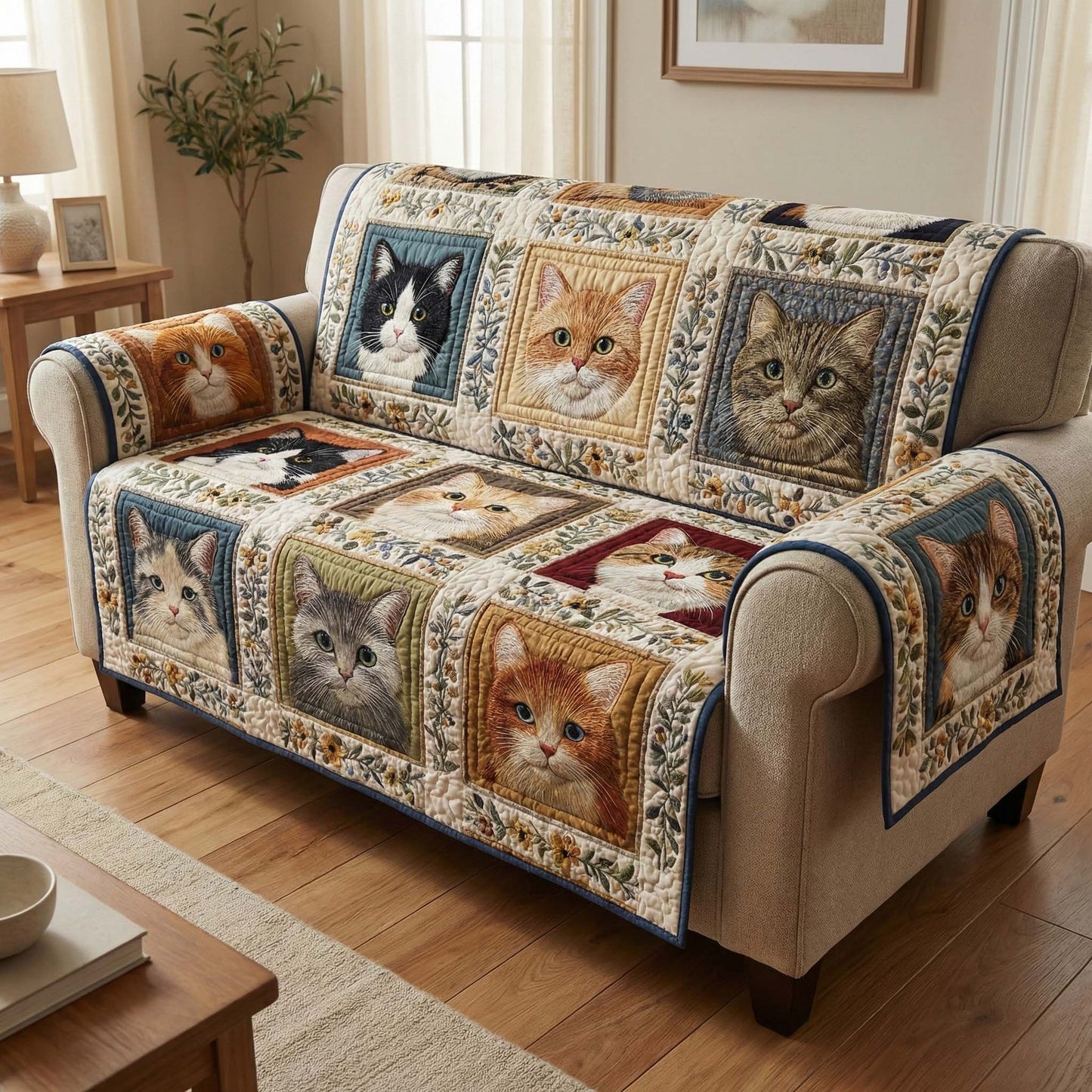 Classic Kittens Quilted Sofa Cover GFTOQM2927