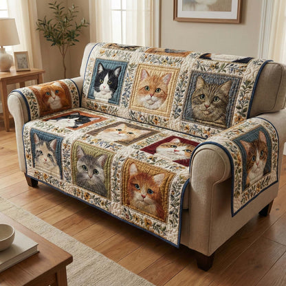 Classic Kittens Quilted Sofa Cover GFTOQM2927