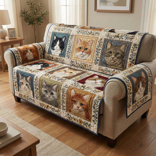 Classic Kittens Quilted Sofa Cover GFTOQM2927