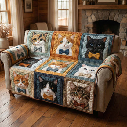 Dapper Cats Quilted Sofa Cover GFTOQM2929