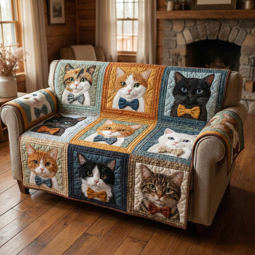 Dapper Cats Quilted Sofa Cover GFTOQM2929