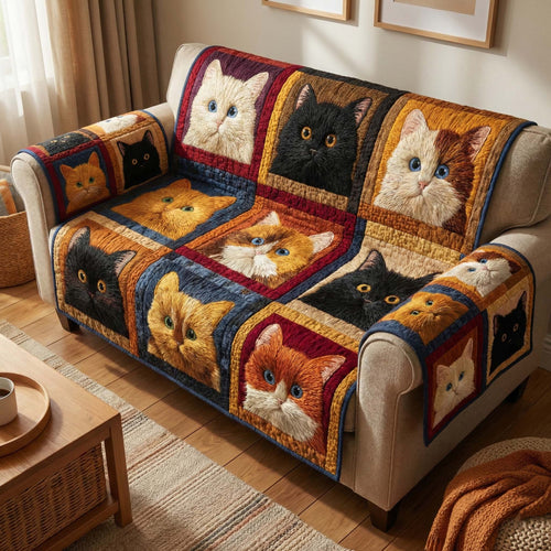 Golden Whiskers Quilted Sofa Cover GFTOQM2931
