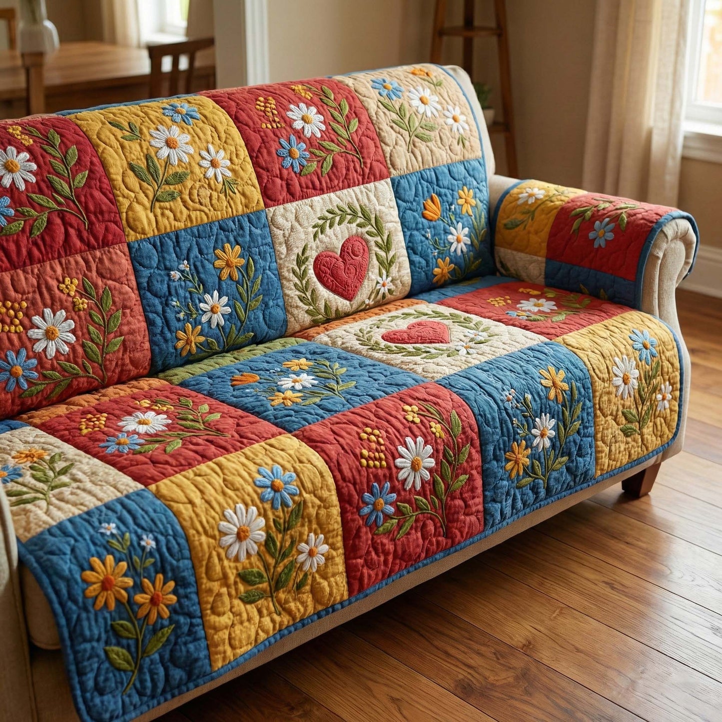 Meadow Love Quilted Sofa Cover GFTOQM2936