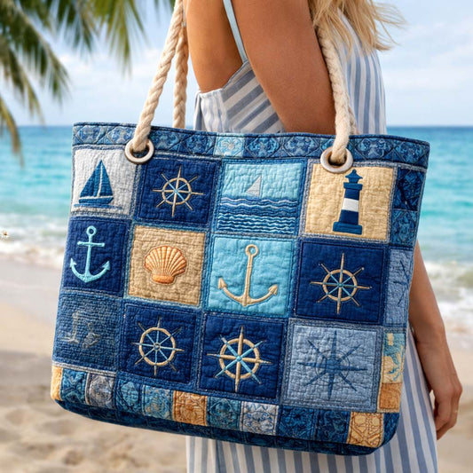 Nautical Blue Quilted Beach Bag GFTOQM2939