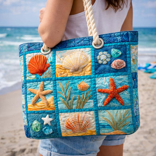Coastal Shells Quilted Beach Bag GFTOQM2944