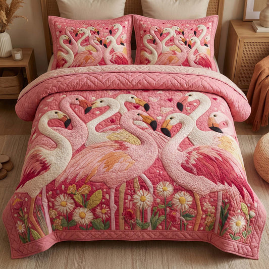 Pink Parade 3-Piece Quilted Bedding Set GFTOQM2947