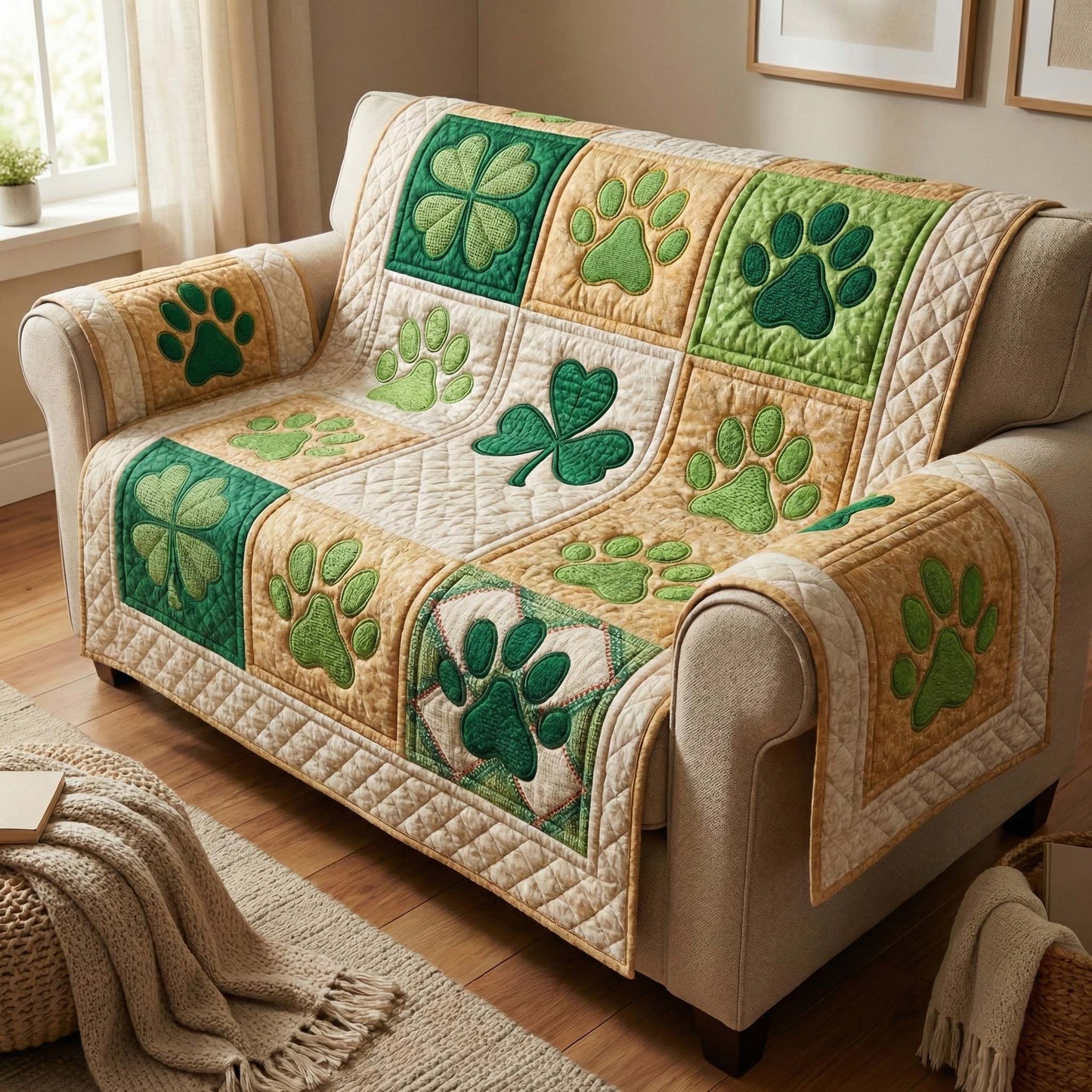 Lucky Paws Quilted Sofa Cover GFTOQM2982