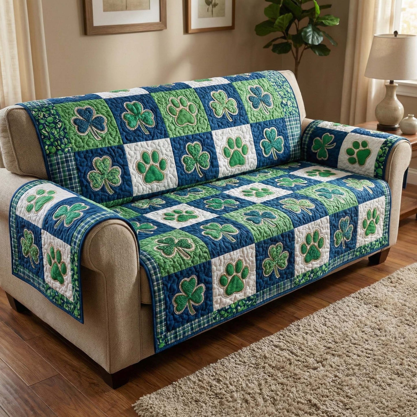 Clover Patch Quilted Sofa Cover GFTOQM2984