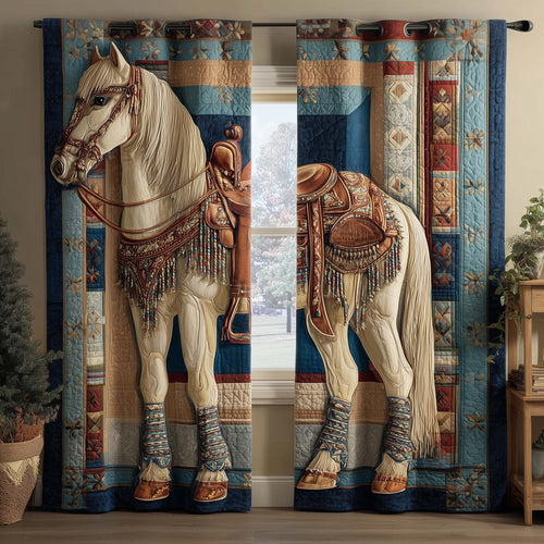 Ivory Steed Quilted Curtains GFTOQM2995
