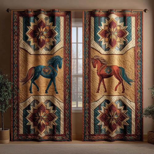 Tribal Horses Quilted Curtains GFTOQM2999