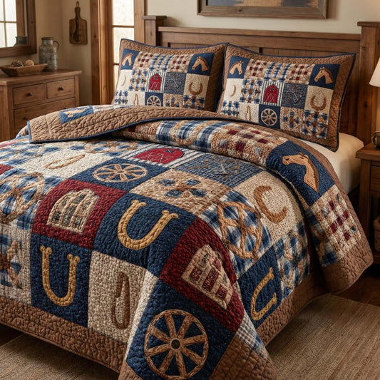 Barn Quilt 3-Piece Quilted Bedding Set GFTOQM3038