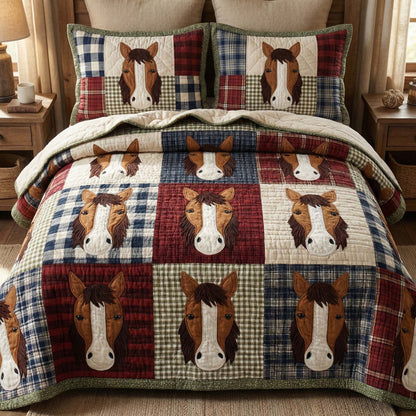 Country Horses 3-Piece Quilted Bedding Set GFTOQM3039