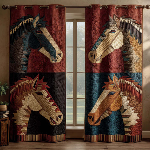 Patchwork Stallions Quilted Curtains GFTOQM3044