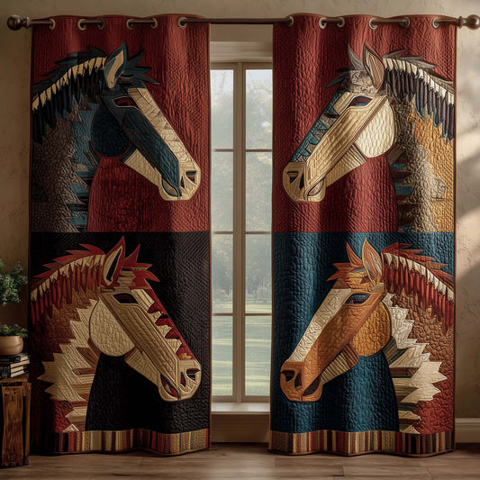 Patchwork Stallions Quilted Curtains GFTOQM3044