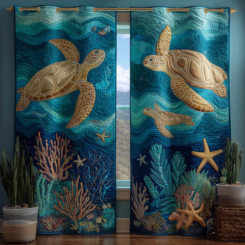 Turtle Reef Quilted Curtains GFTOQM3057
