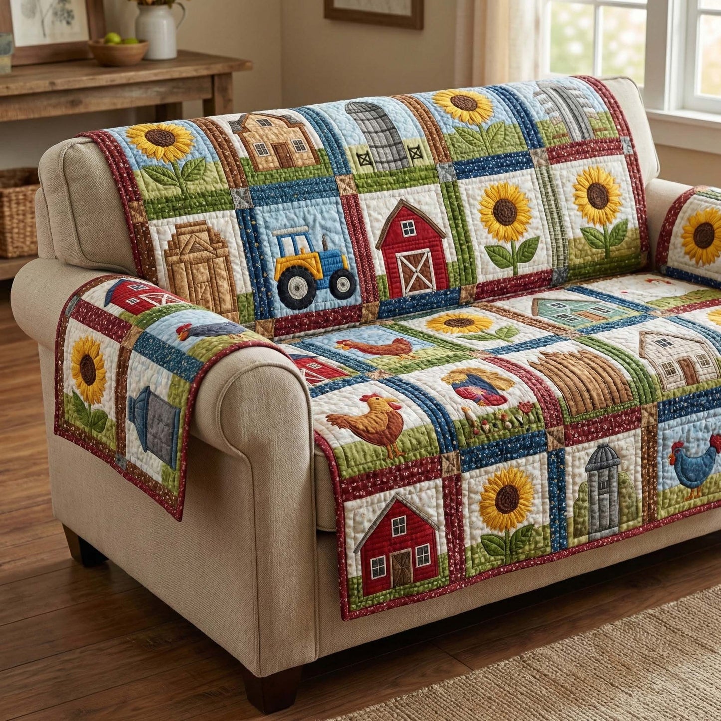 Country Harvest Quilted Sofa Cover GFTOQM3083