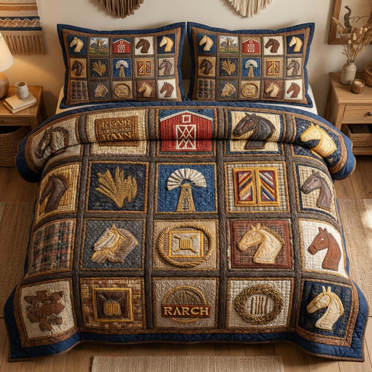 Western Patch 3-Piece Quilted Bedding Set GFTOQM3095