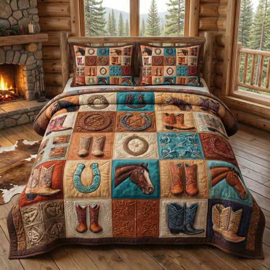 Ranch Icons 3-Piece Quilted Bedding Set GFTOQM3096