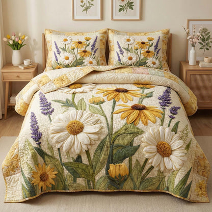 Sunny Daisies 3-Piece Quilted Bedding Set GFTOQM3128