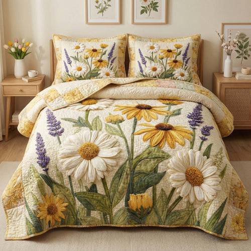Sunny Daisies 3-Piece Quilted Bedding Set GFTOQM3128