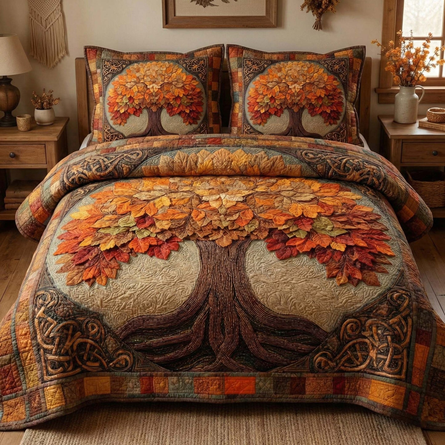 Autumn Canopy 3-Piece Quilted Bedding Set GFTOQM3131