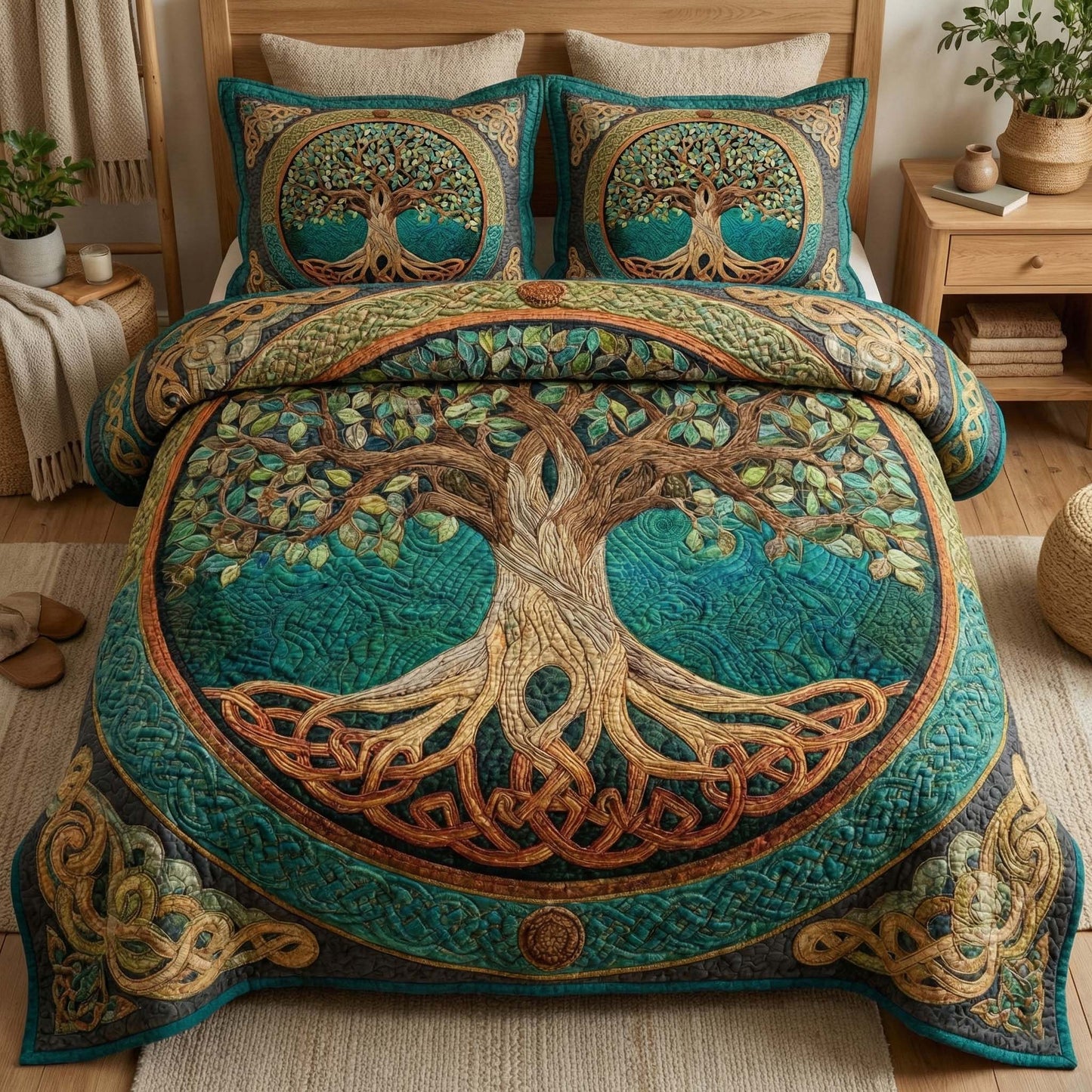 Verdant Knot 3-Piece Quilted Bedding Set GFTOQM3133