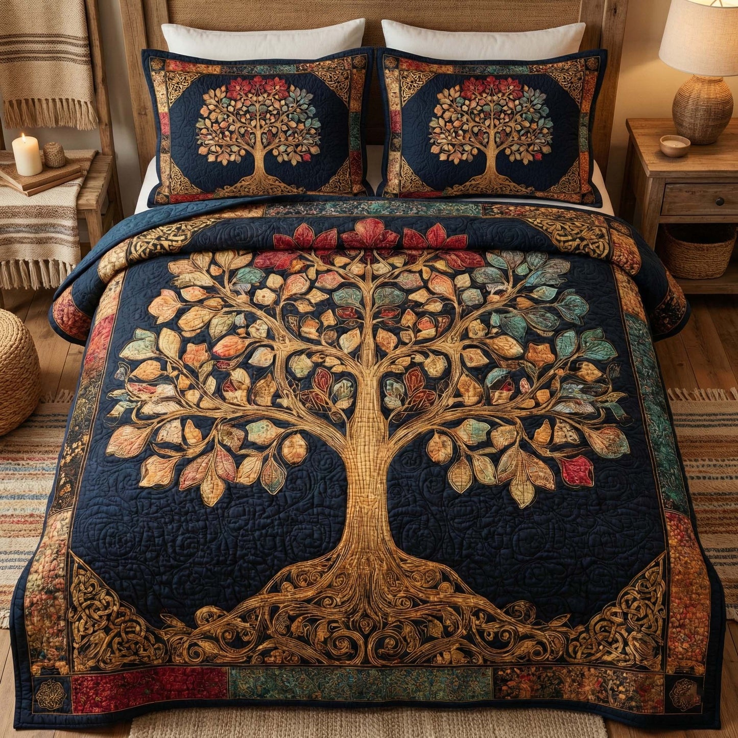 Midnight Harvest 3-Piece Quilted Bedding Set GFTOQM3134