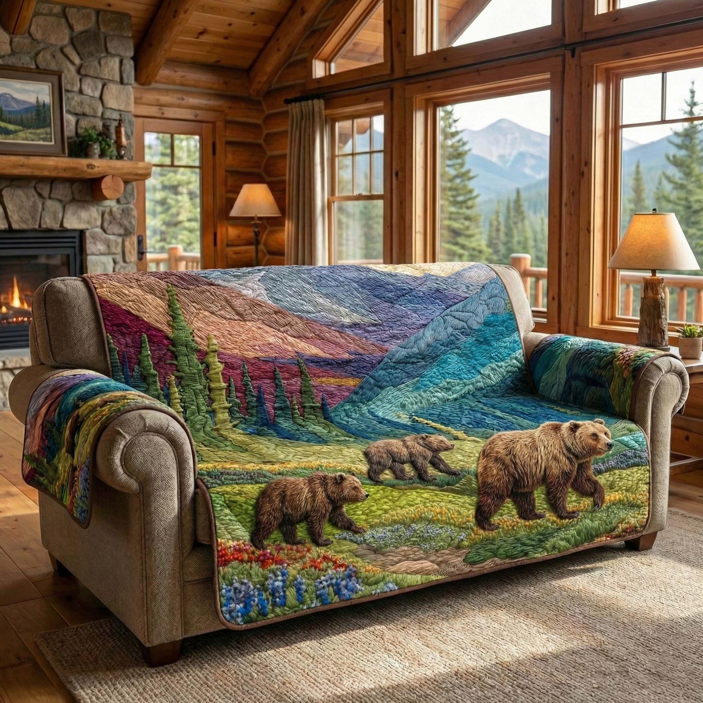 Mountain Journey Quilted Sofa Cover GFTOQM3138