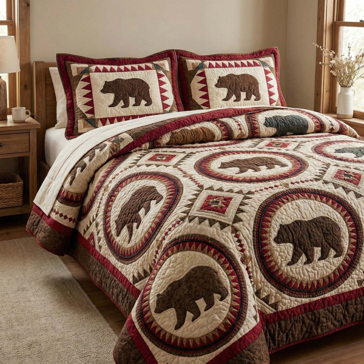 Nordic Bear 3-Piece Quilted Bedding Set GFTOQM3165