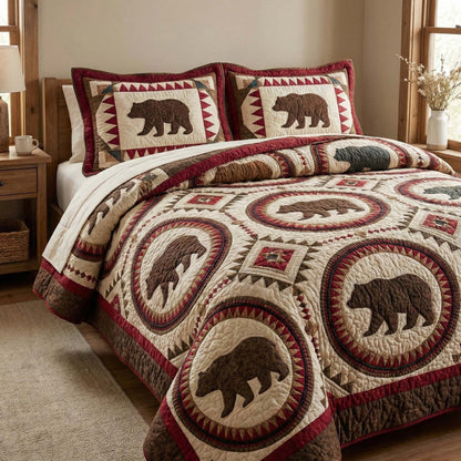 Nordic Bear 3-Piece Quilted Bedding Set GFTOQM3165