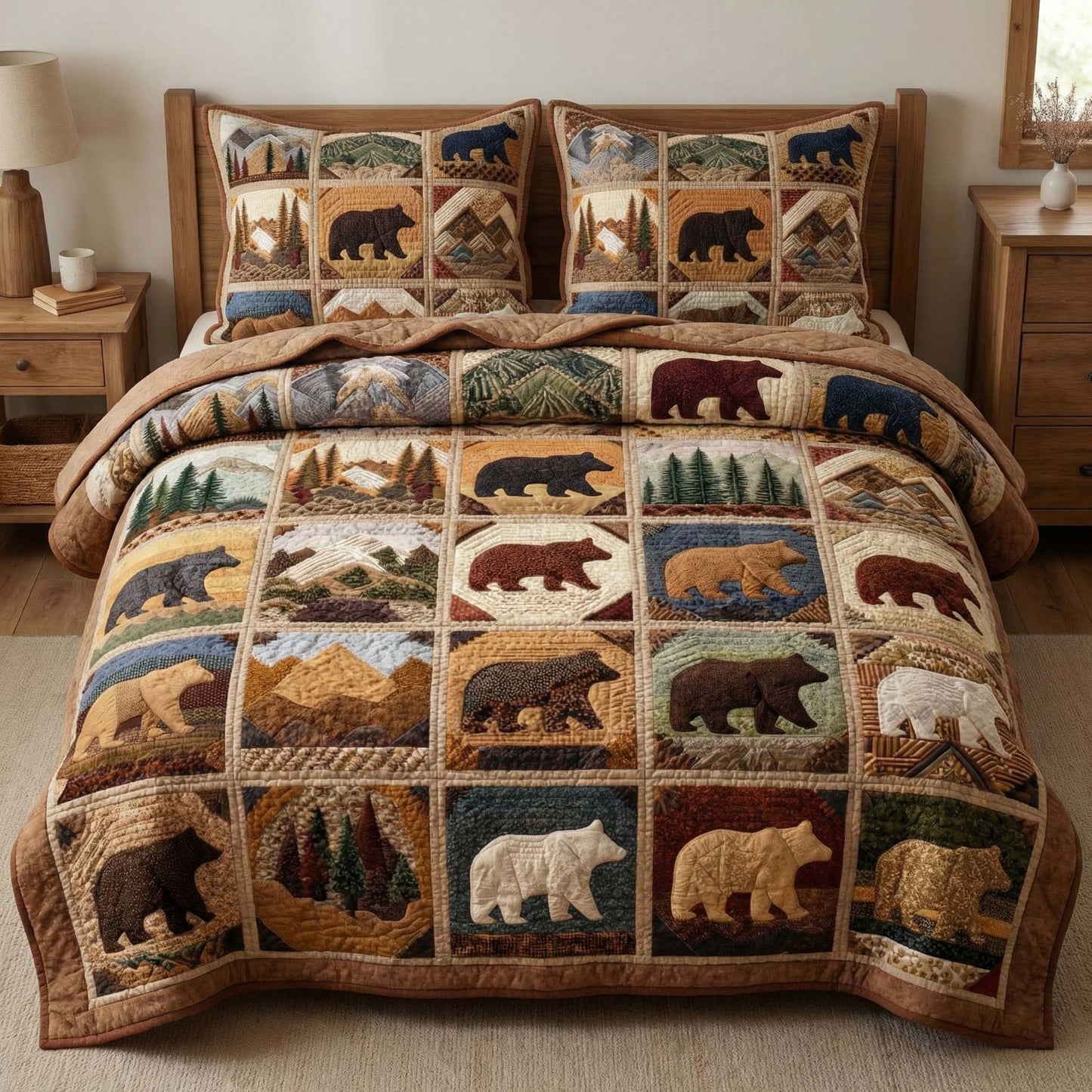 Lodge Mosaic 3-Piece Quilted Bedding Set GFTOQM3166