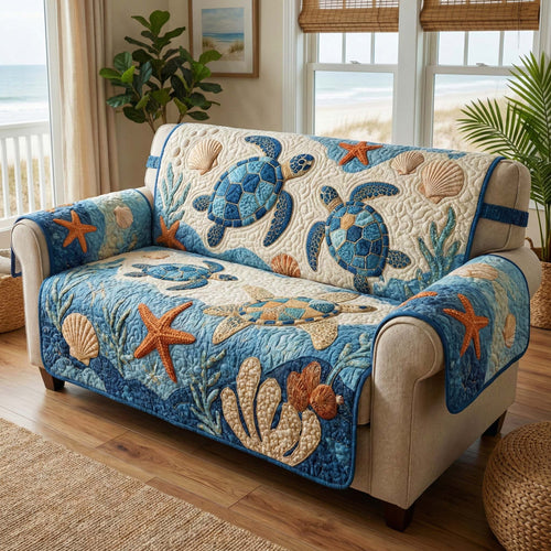 Seaside Shell Quilted Sofa Cover GFTOQM3245