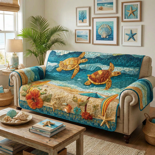 Golden Shore Turtles Quilted Sofa Cover GFTOQM3247