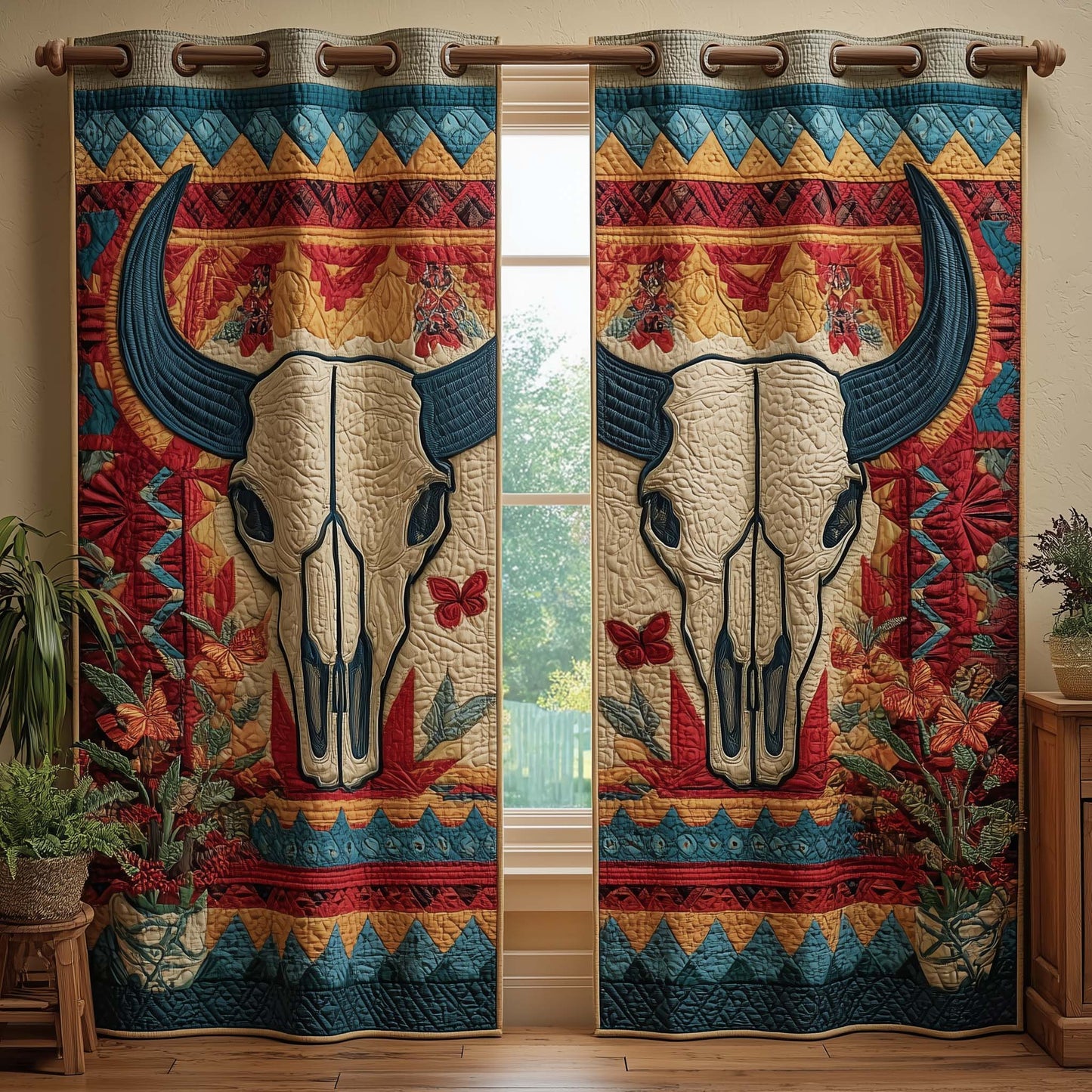 Desert Skull Quilted Curtains GFTOQM3252