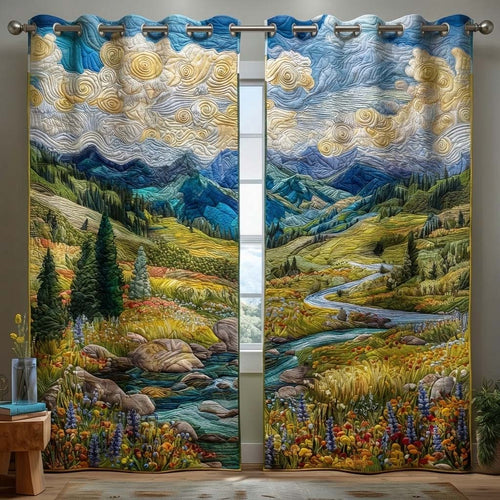 Emerald Meadow Quilted Curtains GFTOQM3257