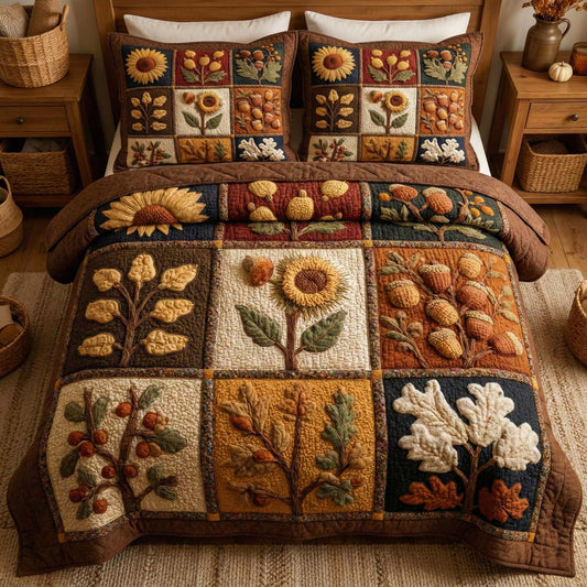 Autumn Harvest 3-Piece Quilted Bedding Set GFTOQM3265