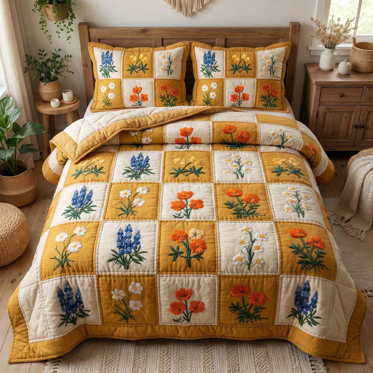 Wildflower Meadow 3-Piece Quilted Bedding Set GFTOQM3266