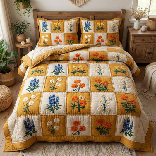 Wildflower Meadow 3-Piece Quilted Bedding Set GFTOQM3266