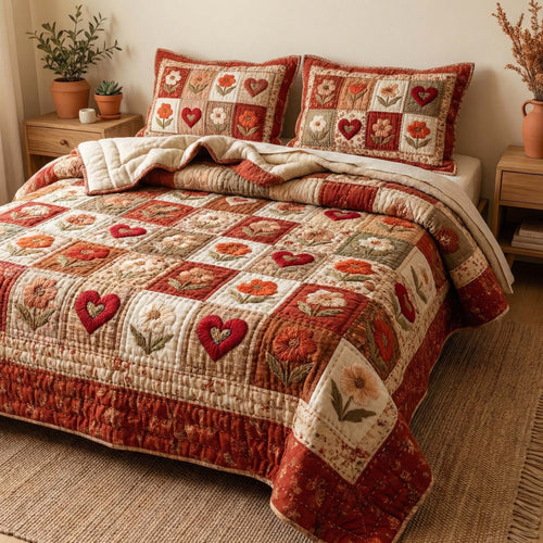 Rustic Hearts 3-Piece Quilted Bedding Set GFTOQM3267