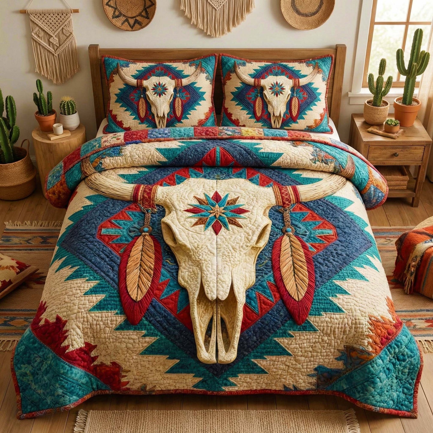 Sacred Longhorn 3-Piece Quilted Bedding Set GFTOQM3271