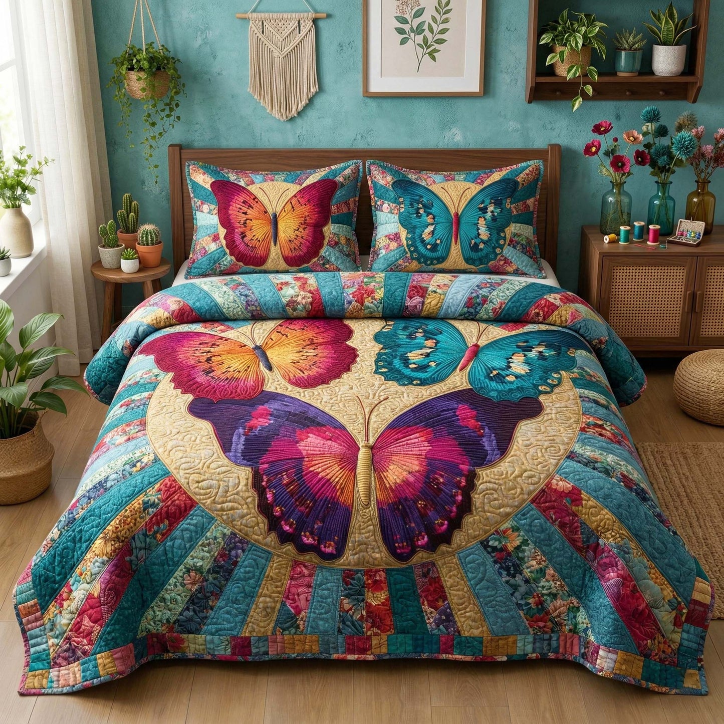 Boho Wings 3-Piece Quilted Bedding Set GFTOQM3353