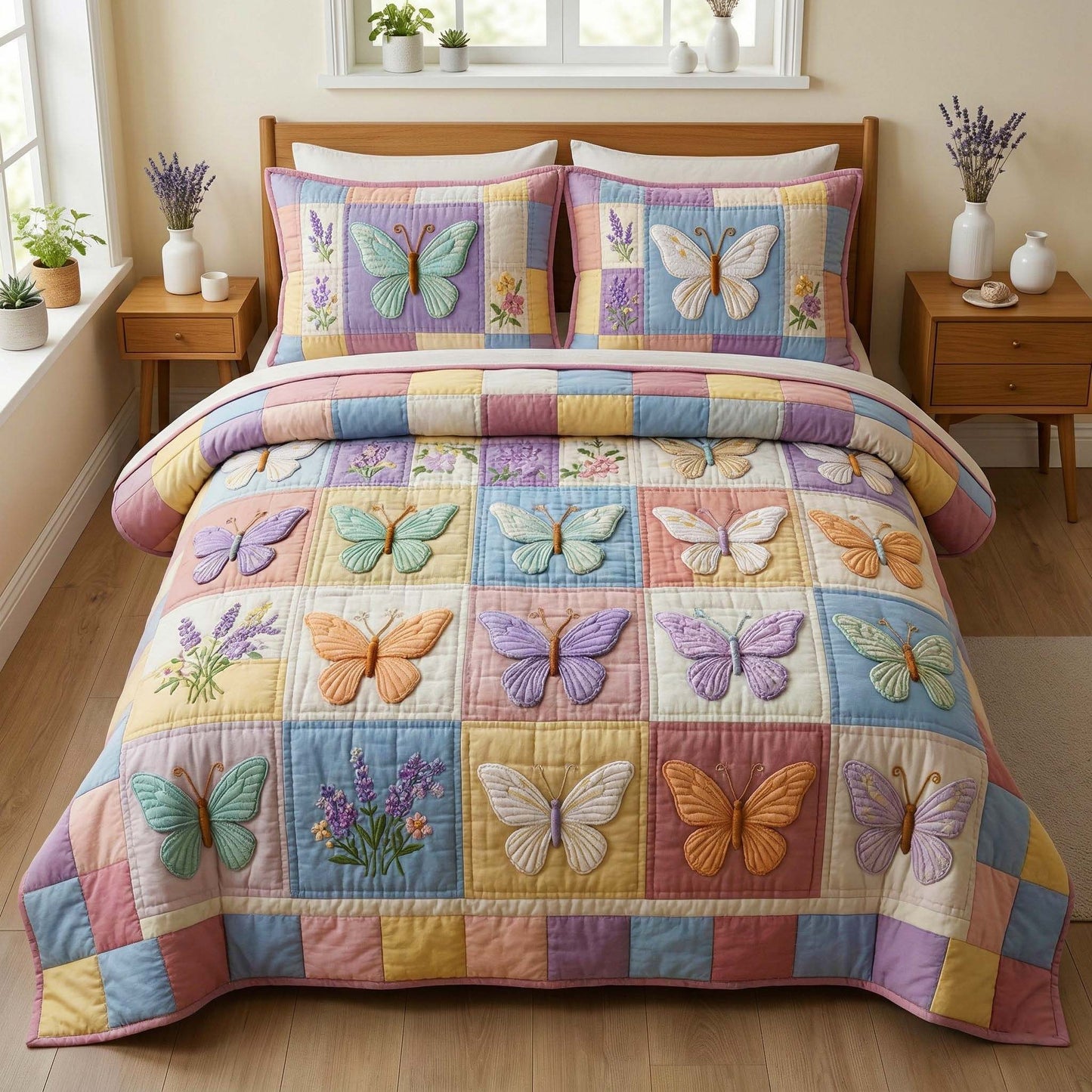 Pastel Patchwork 3-Piece Quilted Bedding Set GFTOQM3354