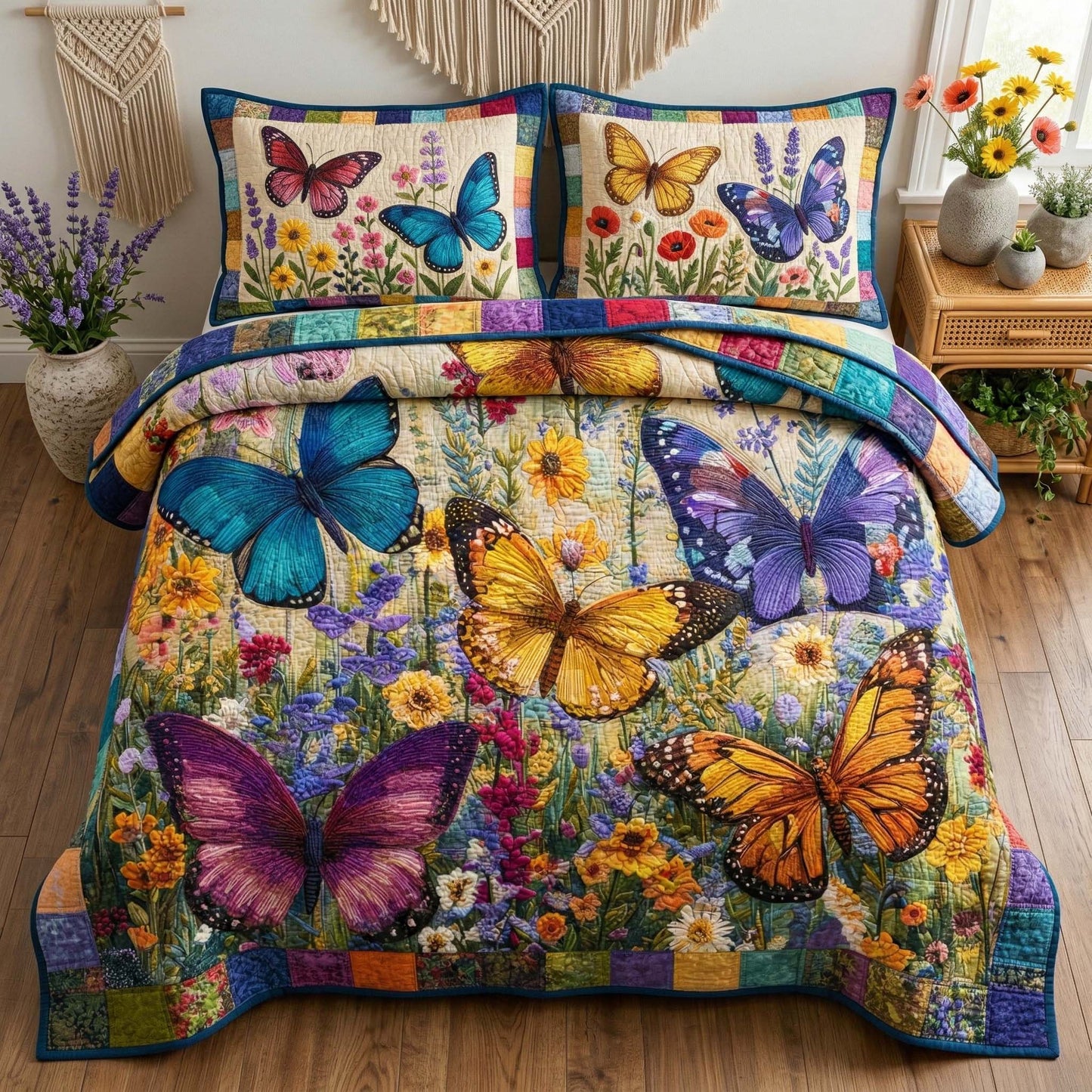 Wildflower Wings 3-Piece Quilted Bedding Set GFTOQM3356